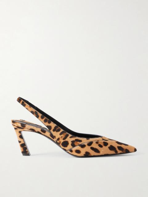 Leopard-print Calf-hair Slingback Pumps