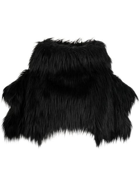 faux-fur cropped cape