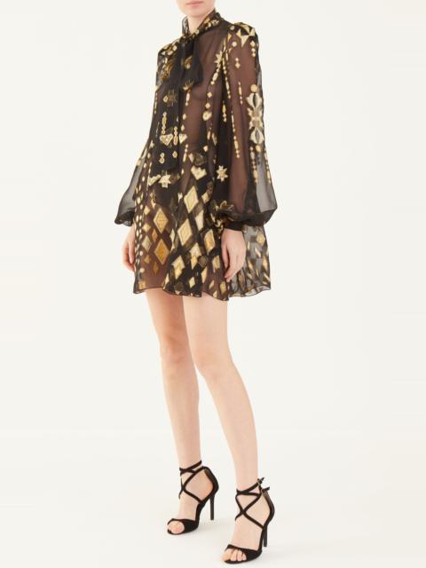 Embroidered Silk-Blend Mini Dress multi