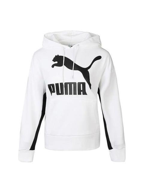 (WMNS) PUMA Classics Logo Hoodie 'White Black' 599197-02