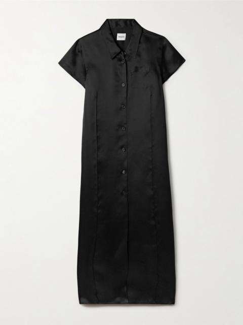 Effy silk and cotton-blend organza midi shirt dress Black