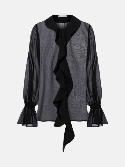 Ruffled sheer silk blouse