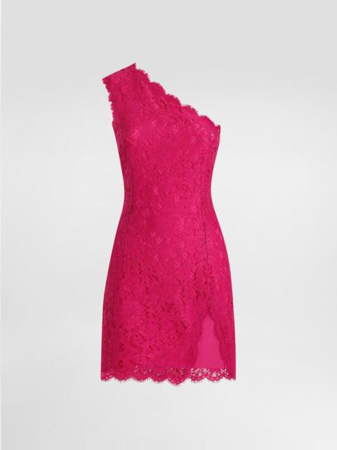 Floral cordonetto lace minidress with slit