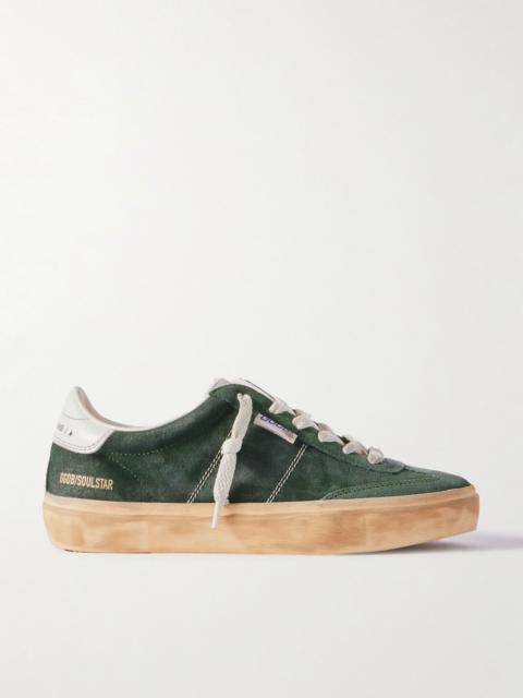Soul-Star leather-trimmed suede sneakers Green