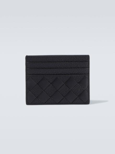 Intrecciato leather card holder