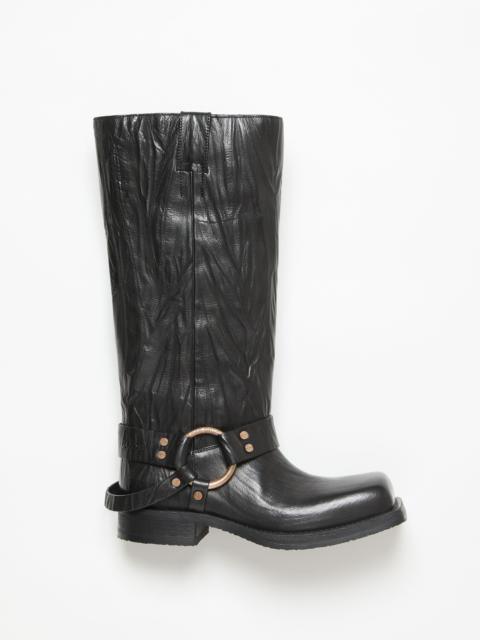 Leather buckle boots - Anthracite grey