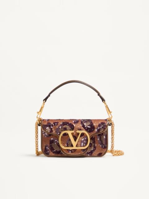 VALENTINO GARAVANI LOCÒ SMALL EMBROIDERED ANIMALIER SHOULDER BAG