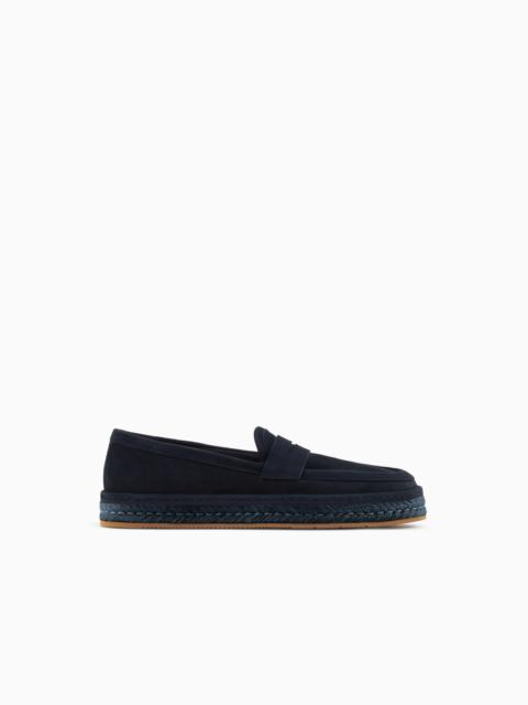 SUEDE LOAFERS WITH A ROPE SOLE