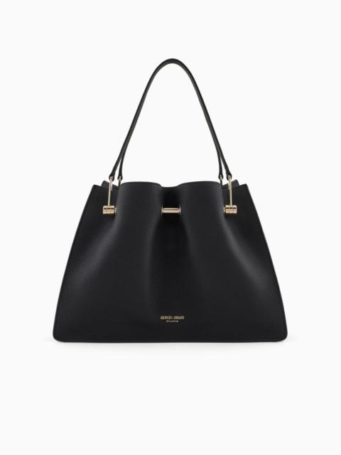 SMALL PEBBLED-LEATHER SHOPPER BAG