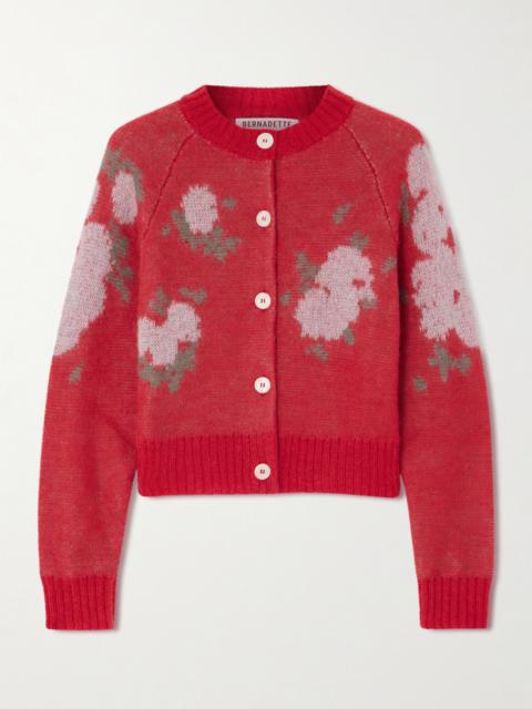 Amelia Floral-jacquard Mohair-blend Cardigan