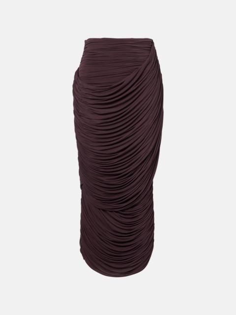 Draped high-rise maxi skirt