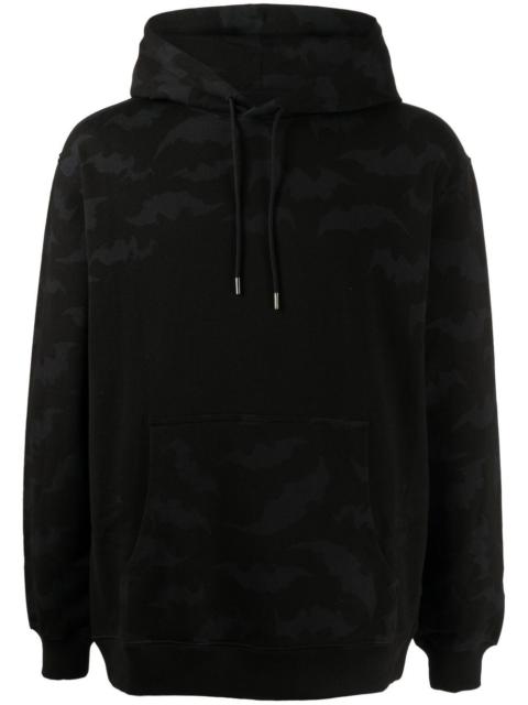 bat-print cotton hoodie