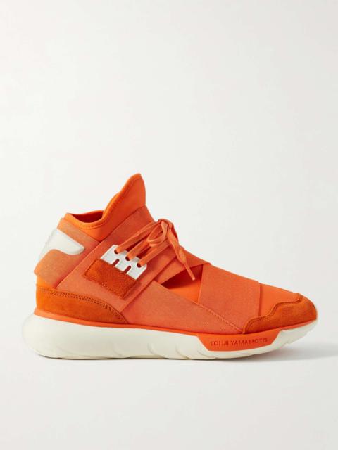 Qasa Suede-Trimmed Neoprene and Webbing High-Top Sneakers