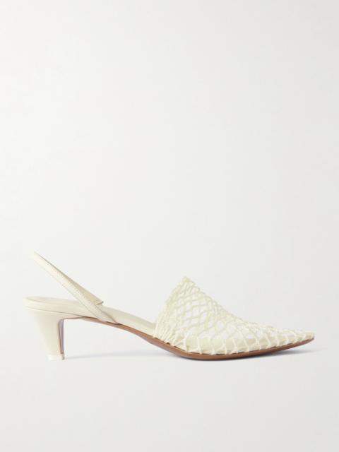 Acantho Fishnet And Leather Slingback Pumps