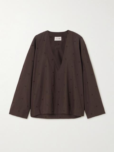 Embroidered Cotton-blend Poplin Blouse