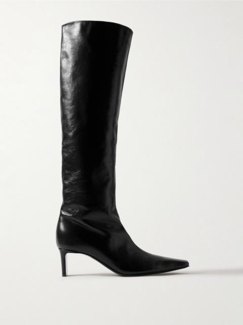 Ona crinkled-leather knee boots Black