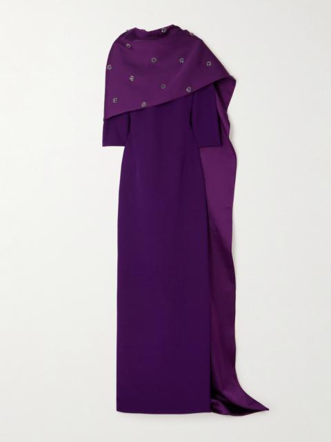 Cosette Embellished Stretch-crepe And Satin Gown