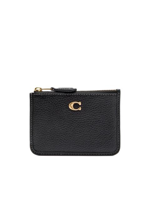 mini ID leather zip-fastening wallet