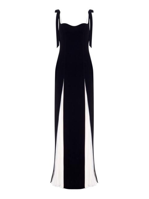 Slit-Detailed Silk Crepe-Chiffon Gown black
