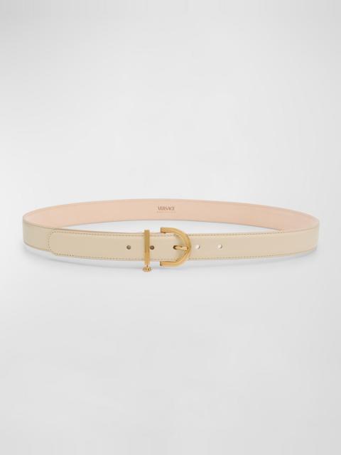 Medusa Charm Leather & Brass Belt