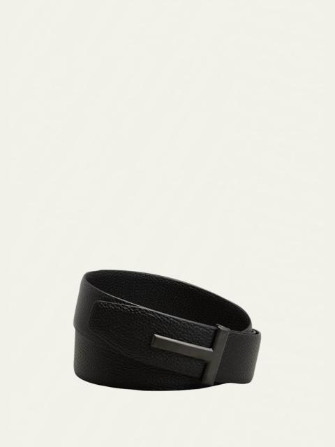 Men's Reversible T-Buckle Leather Belt, 40mm