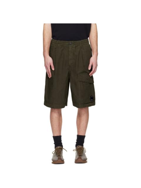 Khaki Micro-Reps Boxy Lens Shorts