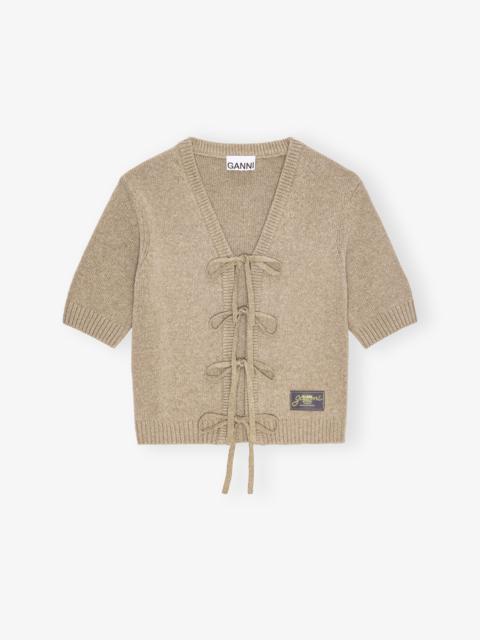 BROWN FUTURE WOOL MIX SHORT SLEEVE CARDIGAN