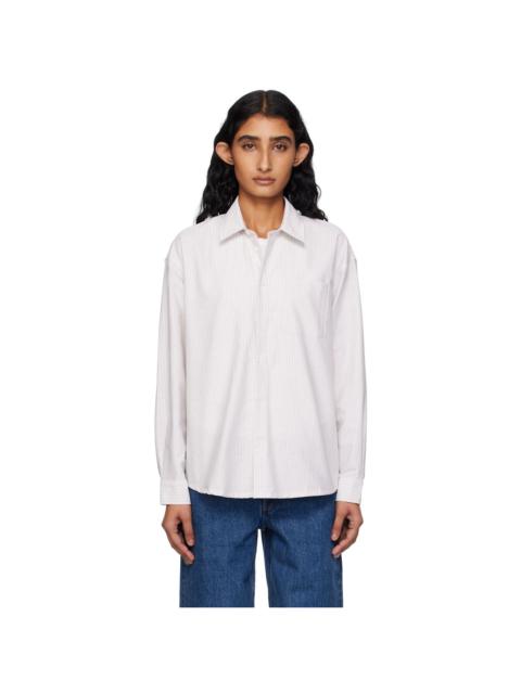 White & Beige Logo Boyfriend Shirt