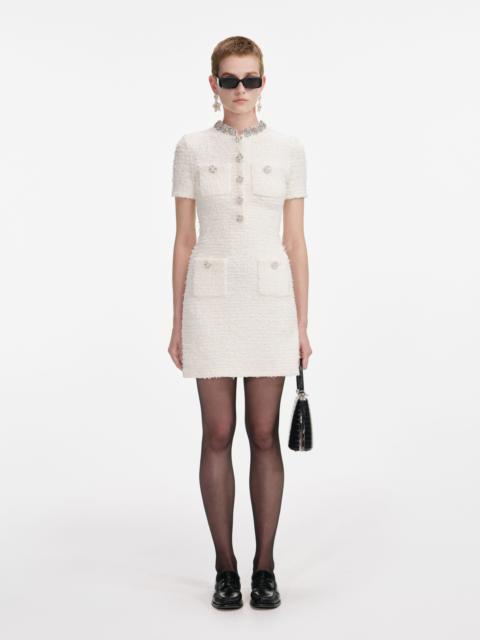 Cream Textured Knit Mini Dress