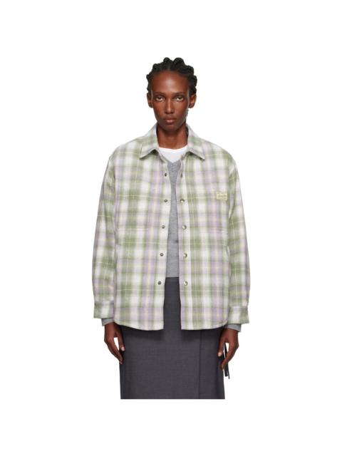 Green & Purple Quilted Check Flannel Overshirt