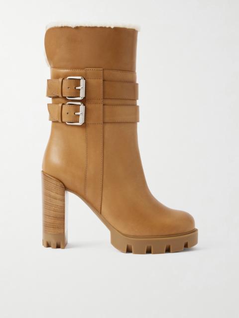 Elisawalk 100 Buckled Shearling-lined Leather Ankle Boots