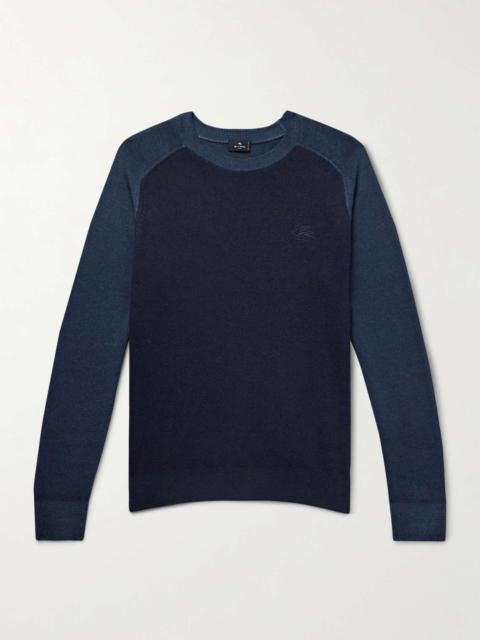 Logo-Embroidered Two-Tone Wool Sweater