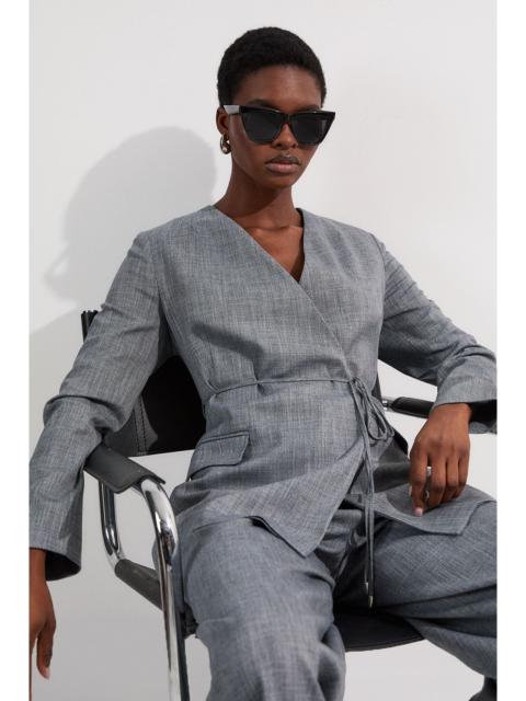 Tailored Marl Tie Waist Blazer