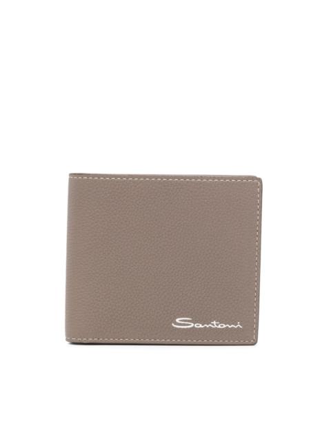 logo-print leather wallet
