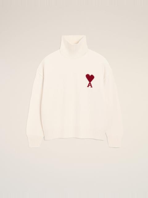 WHITE WOOL AMI DE COEUR FUNNEL NECK SWEATER