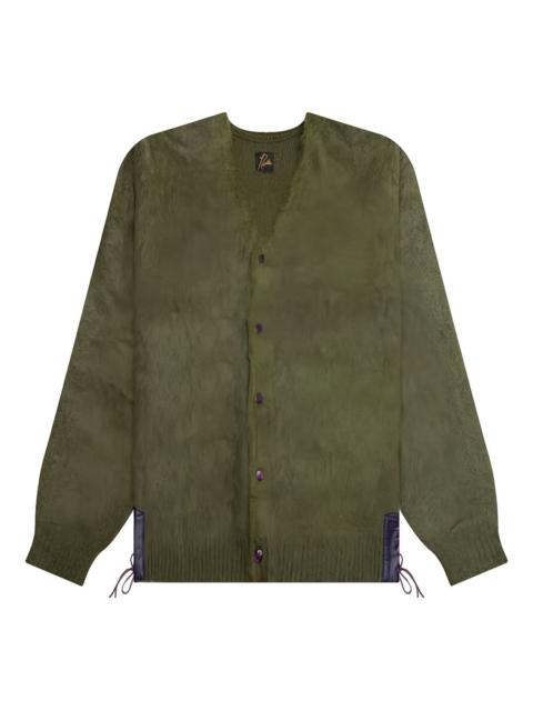 leather-patch cardigan