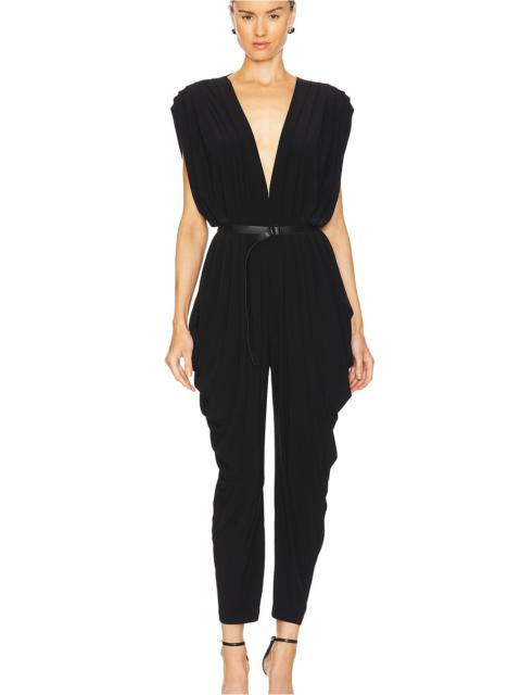 Square Sleeve Waterfall Jumpsuit