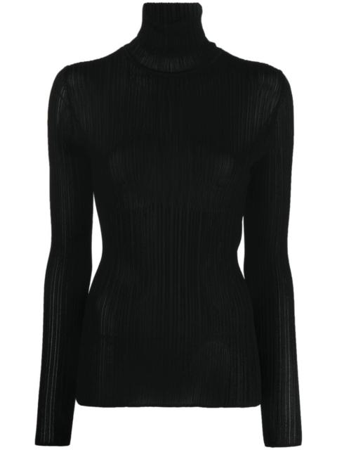 roll-neck ribbed-knit jumper