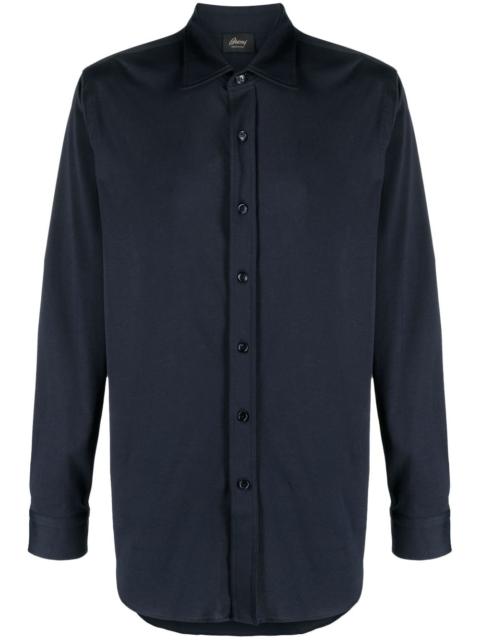 spread-collar cotton shirt