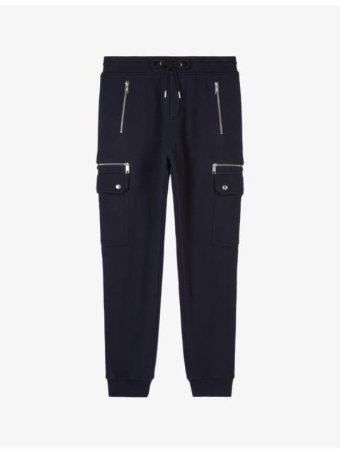 Drawstring-waist zipped-pocket cotton-jersey jogging bottoms
