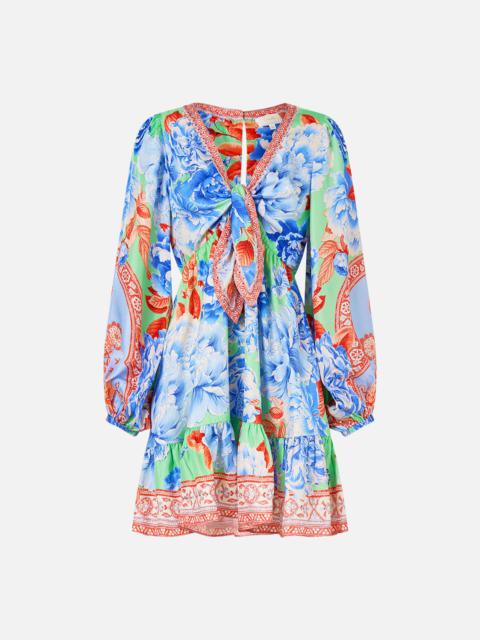 SHORT TIE FRONT BLOUSON DRESS