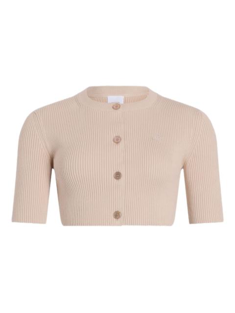 ribbed button-fastening cropped cardigan