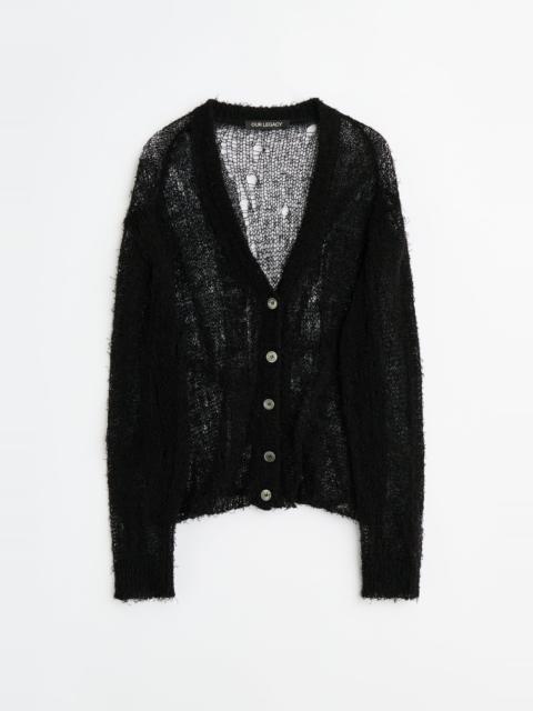 Academy Cardigan Black Ragged Open Linen