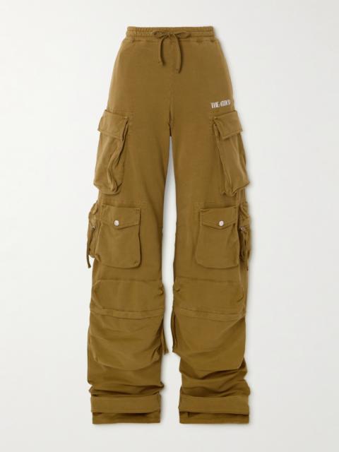 Embellished Stretch-cotton Jersey Wide-leg Cargo Pants