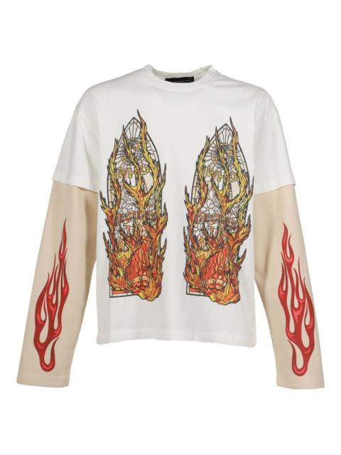 flame print layered T-shirt