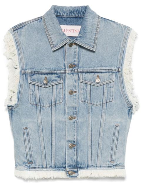 frayed-edge denim gilet