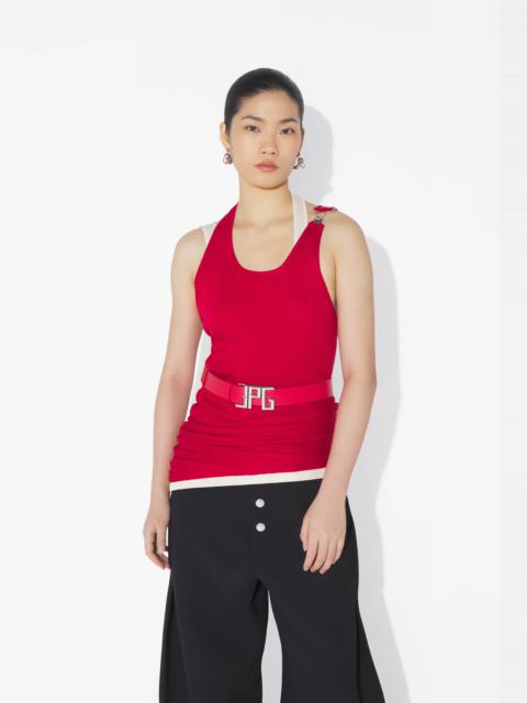 THE RED DRAPED DOUBLE TANK TOP