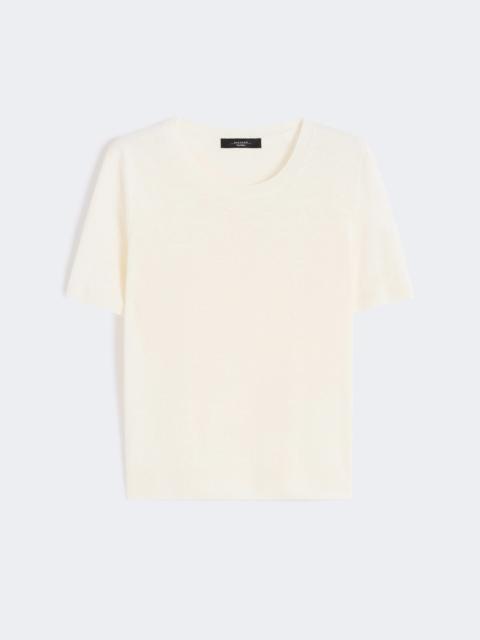 Linen yarn basic jumper - ECRU