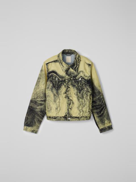 Yellow-Black Distorted Print Denim Jacket