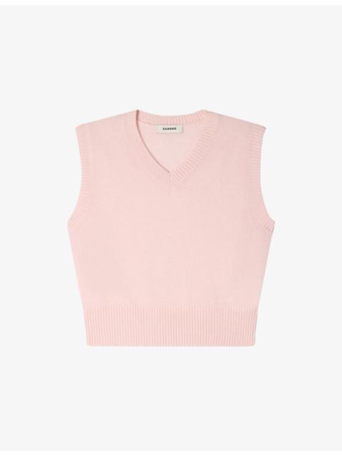 Logo-Embroidered Wool and Cashmere-Blend Vest Top